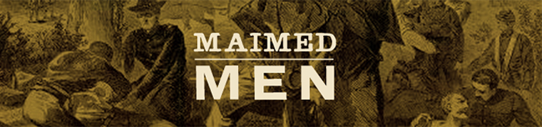 Maimed Men Banner Header with backdrop of an illustration of a surgeons tending wounded in the field