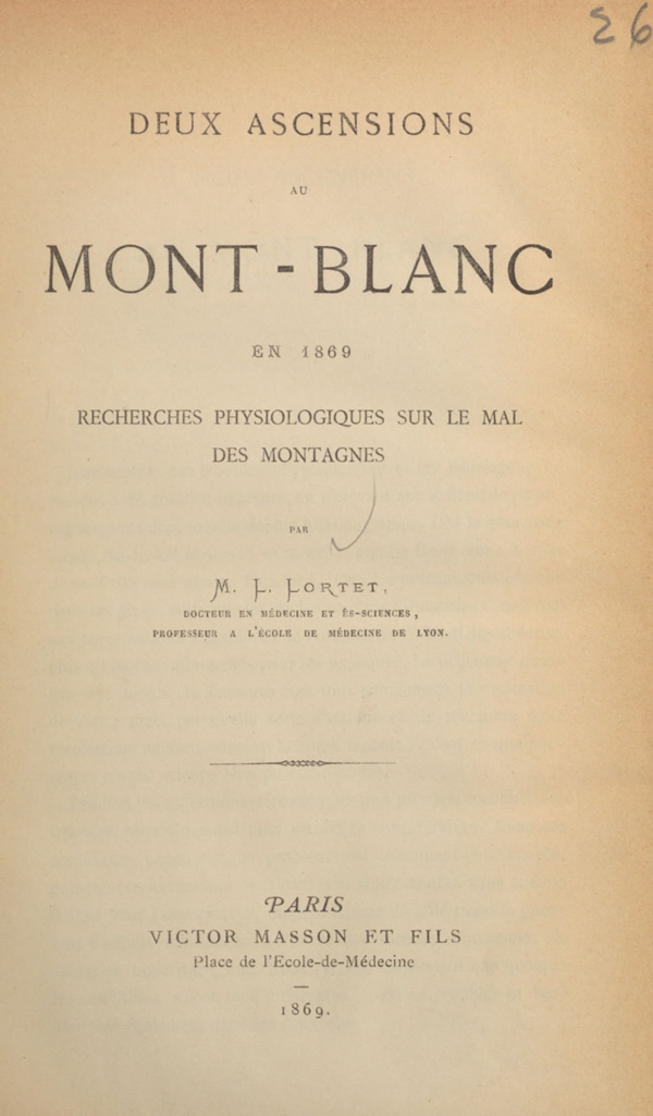 A title page of a book, Deux Ascensions Mont-Blanc