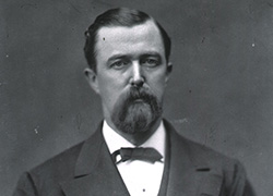 A 19th-century black and white portrait of a white man 