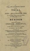 The titlepage of A full and authentic report of the trial of John Bellingham, Esq. 