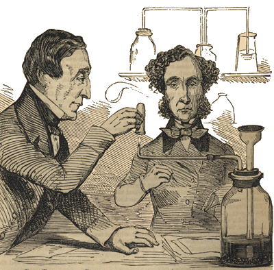 An illustration of Drs. Taylor and Reese performing their forensic testing analysis.
