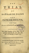 The titlepage of The trail of Katharine Nairn and Patrick Ogilvie.