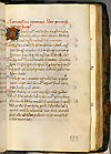 Ff. 1 recto from Manuscript E 2 by Avicenna. A hand written manuscript page with an illuminated blue O in a field of gold at the start of the page. In the bottom right corner the number 21 is stamped in blue ink.