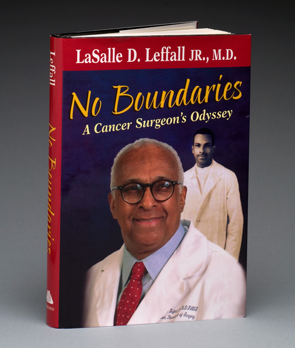 Book cover with two photos of a doctor— current portrait in color and a black and white portrait from the past.