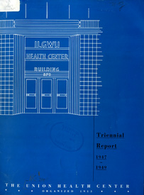 International Ladies’ Garment Workers Union Health Center Building entrance drawing on cover of a report.