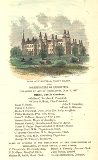Typed text with an illustration of a Victorian-style hospital.