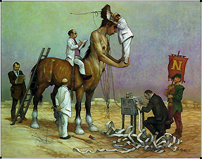 Centaur examined in the head by several doctors. Copyright: This image may not be saved locally, modified, reproduced, or distributed by any other means without the written permission of the copyright owners.