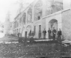 Public Health Service officers in front of the quarantine hospital in the Dry Tortugas, Florida