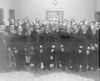 A group portrait of Sanitary engineers in the Public Health Service during World War II standing in uniform.