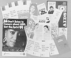Photograph of brochures produced by the Public Health Service to disseminate important information about AIDS.