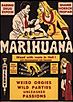 Advertisement with an illustration of a man injecting a woman with a chemical and the pitfalls of drug usage.