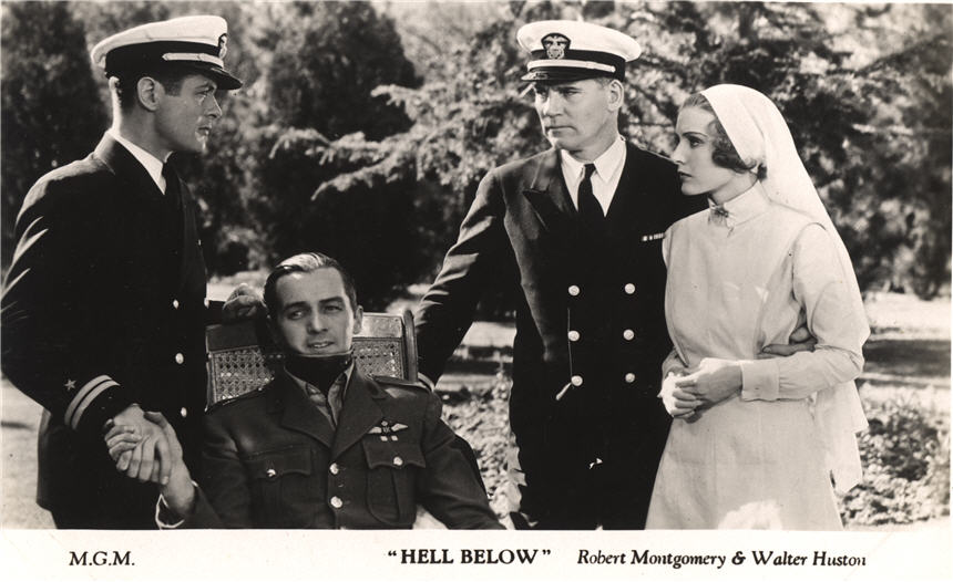 Four White film starts, three White men dressed as soldiers, a White female as nurse.