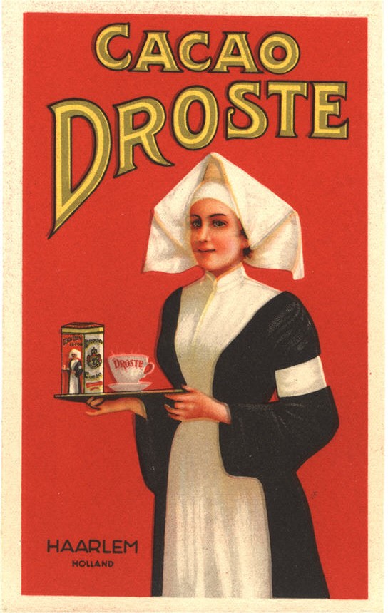 A White female nun nurse carrying a tray with a cup and saucer on it.