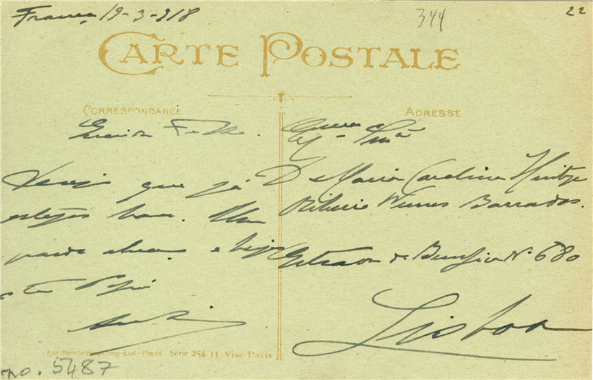 Back of postcard has section for handwritten note.
