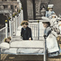 A White male doll doctor tends to White doll patients with two White female doll nurses.