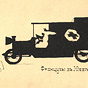 Outline of an ambulance, with nurse in white driving.