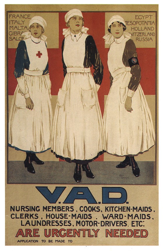 Three White female nurses standing in front of a list of world locations.