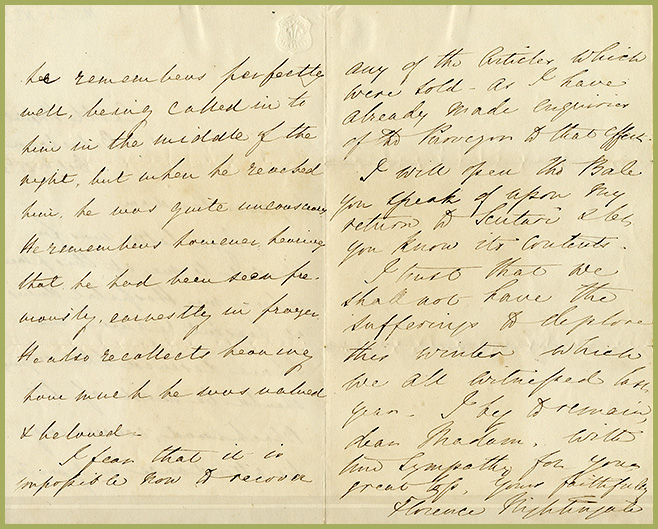 back of letter to Mrs. Batch dated October 25, 1855