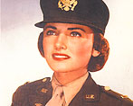 White female army nurse in uniform and cap, visible from chest up.