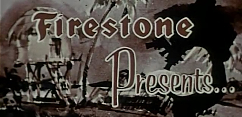 Title card showing the words "Firestone Presents"