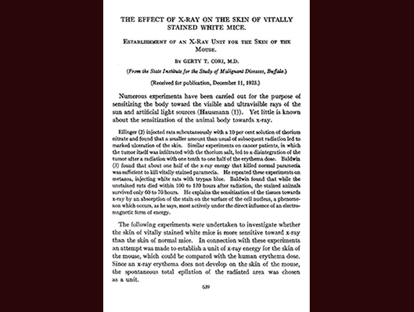 Title page of an article by Dr. Gerty T. Cori.