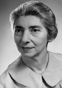 Dr. Grete L. Bibring, a White female in a collared blouse gazing to her right.