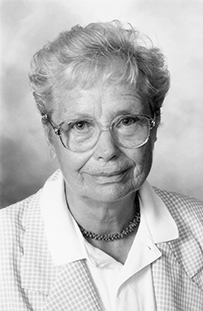 Dr. Irene Elizabeth Roeckel, an elderly White female with glasses posing for her portrait.