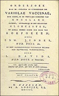 Title page from Onderzoek naar de oorzaaken en uitwerkselen der variolae vaccinae, eene ziekte, in de westklijke gedeelten van Engeland ontdekt, voornaamlijk in het graafschap Gloucester, en aldaar bekend onder den naam van koepokken. In het Nederduitschvertaald en met een bijvoegsel verm. door L. Davids. NLM Unique ID: 56831320R Title page from Onderzoek naar de oorzaaken en uitwerkselen der variolae vaccinae, eene ziekte, in de westklijke gedeelten van Engeland ontdekt, voornaamlijk in het graafschap Gloucester, en aldaar bekend onder den naam van koepokken. In het Nederduitschvertaald en met een bijvoegsel verm. door L. Davids by Edward Jenner and L. Davids.