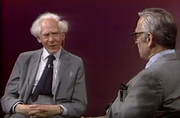 Owsei Temkin, MD, seated on the left, faces interviewer on right.