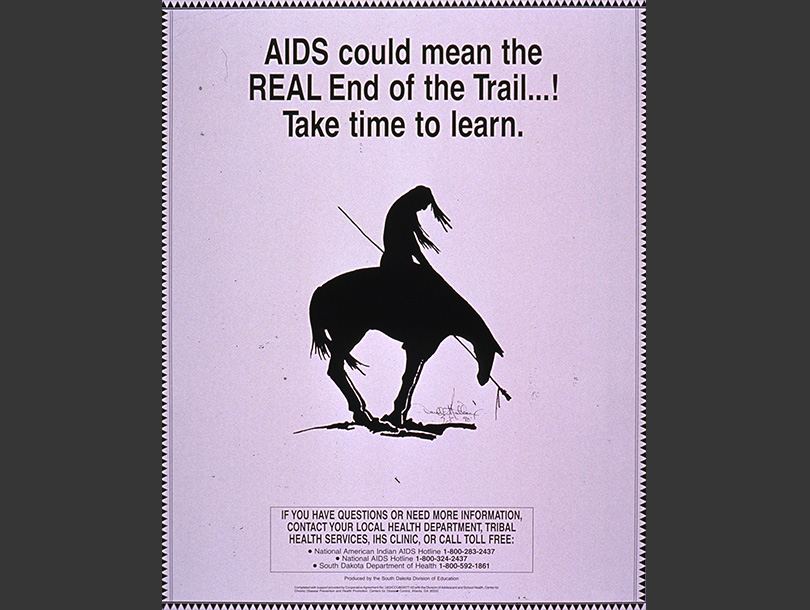 A poster with text and a silhouette of a man on a horse carrying a spear