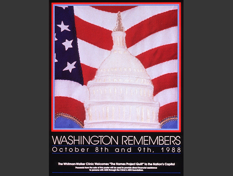 Dibujo a color de la cúpula del Capitolio de Estados Unidos, con la bandera estadounidense por detrás, en fondo negro