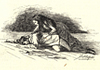 Illustration of a woman leaning over an unconscious man.