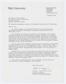 Dr. Krinsky's findings, Sylvia Hunt case, February 2, 1987