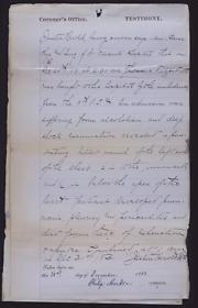 Autopsy report, case of Thomas Fitzpatrick, Coroner's Inquest, January 7, 1884