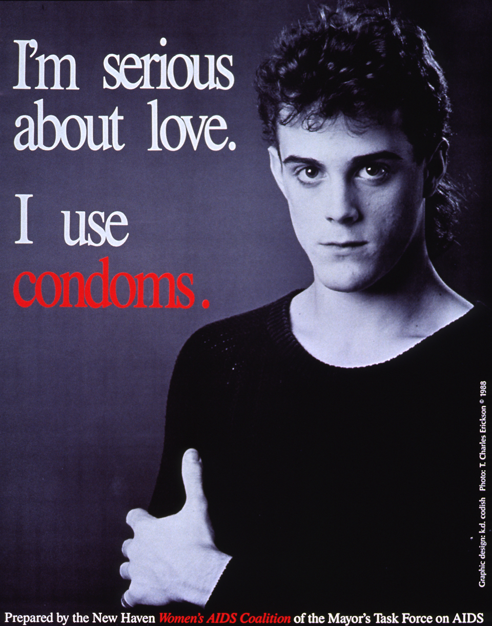 Poster is a black and white photograph with white and red lettering. The initial title and subtitle superimposed on the upper left-hand side. On the right side of the photograph is an image of a teenage boy from the waist up. He is looking at the camera, wearing a dark sweater, and his left arm is across his body. Publisher information is at the bottom of the poster, while the design and photo credits are in the lower right-hand corner.