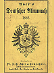 The yellow front cover for Ayer's Deutscher Almanach for 1882. It features an illustration of a coat of arms in the center.