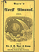 The yellow front cover for Ayer's Norsk Almanak for 1889. It features a shooting star from the clouds above the earth.