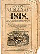 The cover of New-York Farmer's Almanac for 1818 with a cord loop in the top left corner, so it could be hung on a hook or nail.