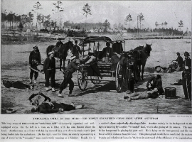 Ambulance drill in the field - the newly organized corps soon after Antietam. NLM image ID 156317.