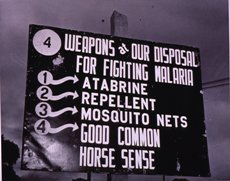 Poster, with talking points used in anti-malaria campaign