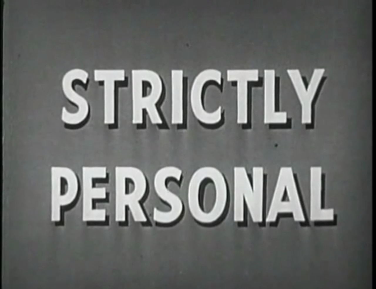 Video thumbnail for Strictly Personal