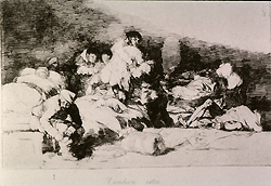 Interior view of an eighteenth century military hospital - patients languish in a military hospital.