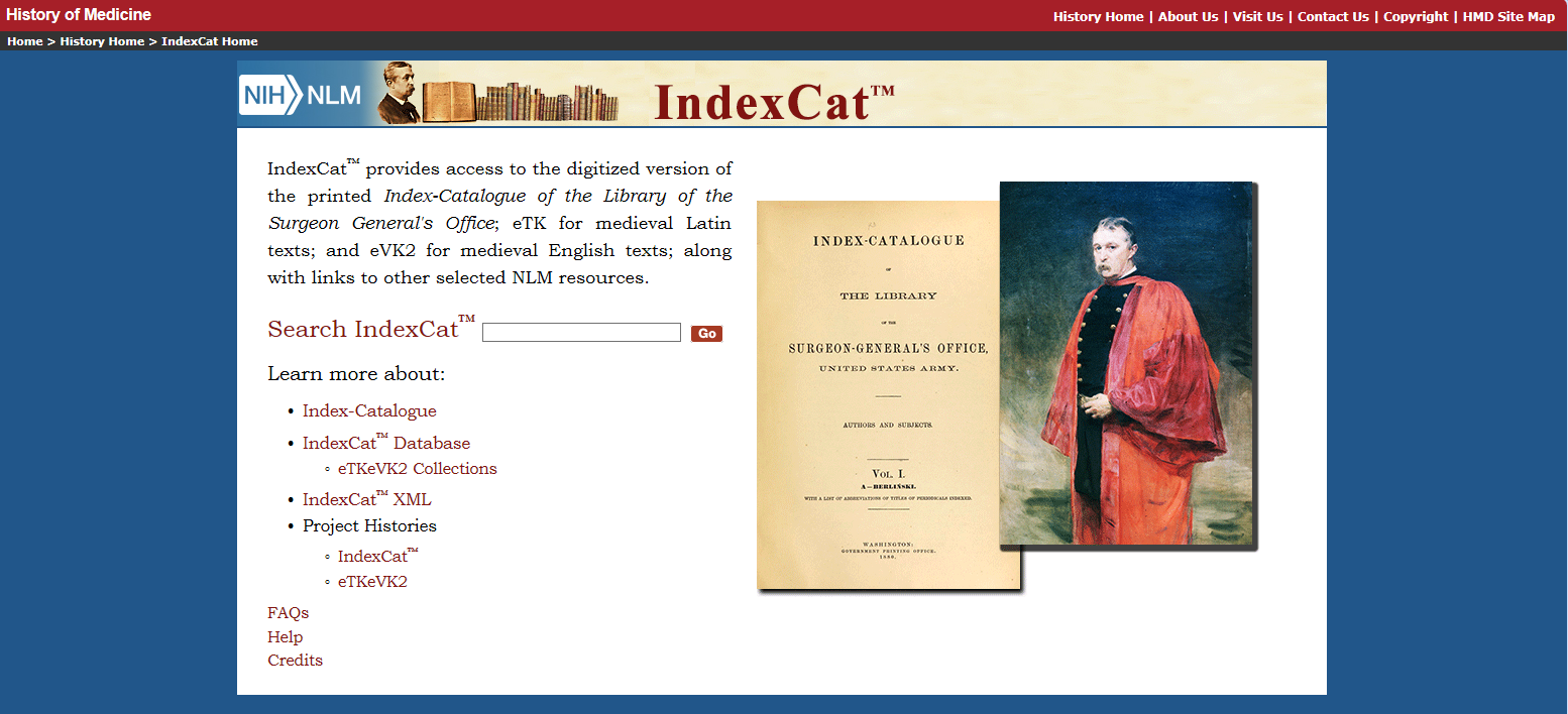 Screenshot of the IndexCat website home page