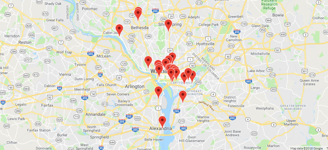 Map Around Washington Dc Visit: Historic Medical Sites Near Washington Dc - Overview Map Around Washington Dc Visit: Historic Medical Sites Near Washington Dc - Overview