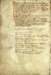Folio 148 verso from Treatises on medicine. It is a hand written page in brown and black ink with the list of twelve popes. The first letter of each pope's name is in red ink. There is a near-contemporary note on Eugenius III which is the last pope's name that is written.