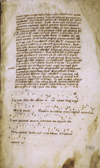 The handwritten folio 188 recto from Treatises on Medicine. This folio is written in black ink with the hymn Ave, maris stella, Dei mater on the bottom half of the folio. In the bottom right corner in blue ink the number 188 has been stamped.