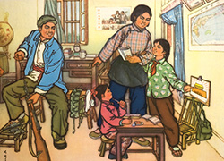 Poster featuring the image of a family at home