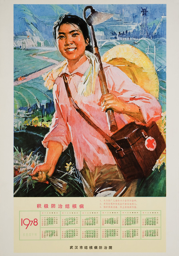 Poster with a main image of a woman walking through a field and text below.