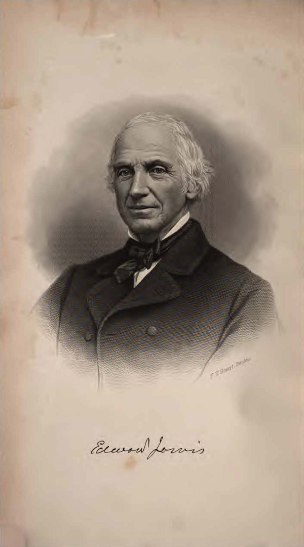 Head and shoulders engraved portrait of an older white man, with a signature below.