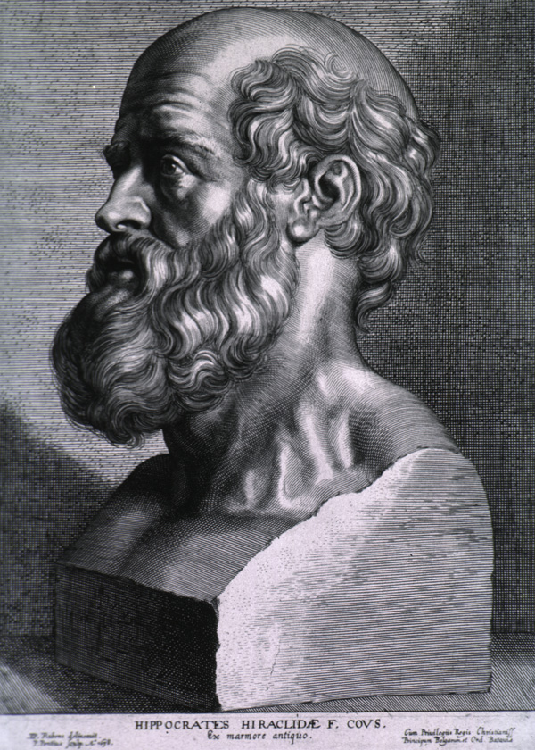 Engraving showing a balding man with a large beard looking to the left-hand side of the screen